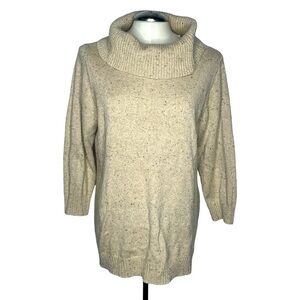 Charter Club Cowlneck Long Sleeve Metallic Beige Sweater 1X